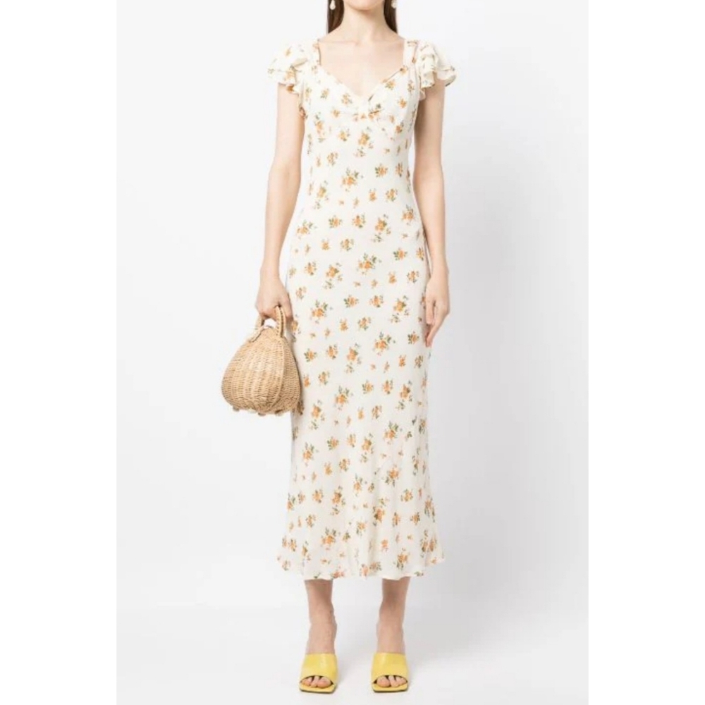 Reformation | Lisola Maxi Short Sleeve Dress in Nicola Yellow Floral Size Medium